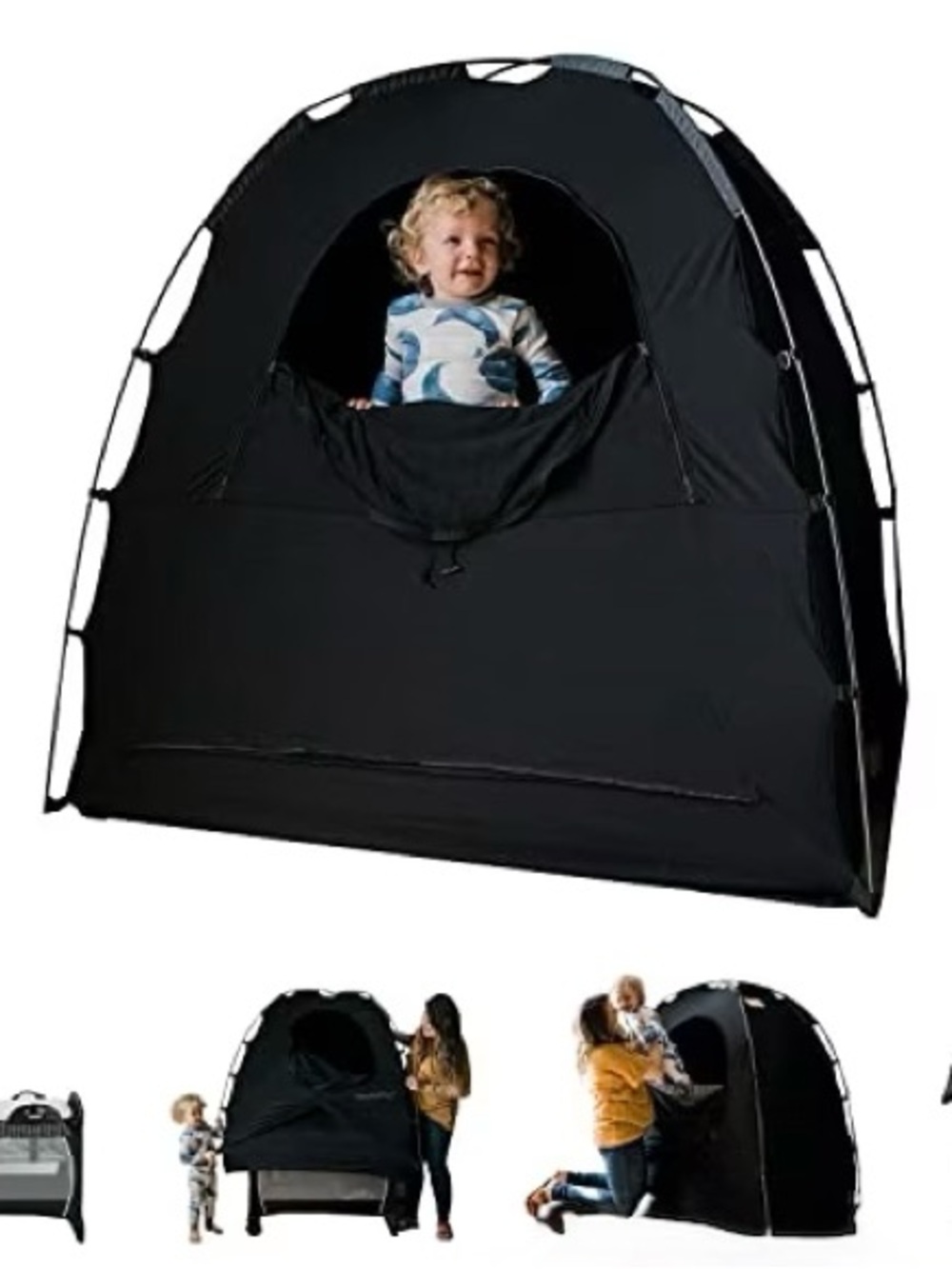 Kids Black Pop-Up Play Tent - Portable Privacy tent